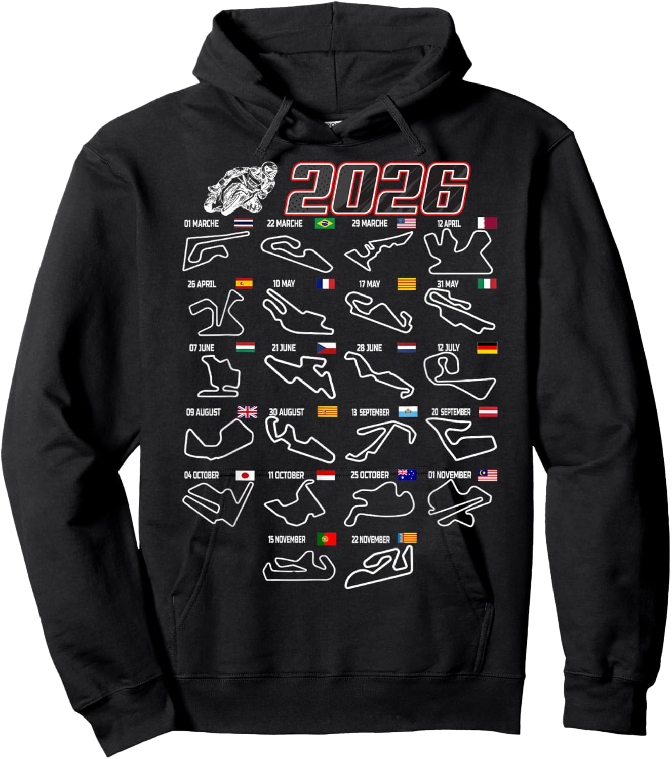 Sport Motorcycle Sportbike Moto 2026 Gp Racing Hoodie - Hoodie | Black