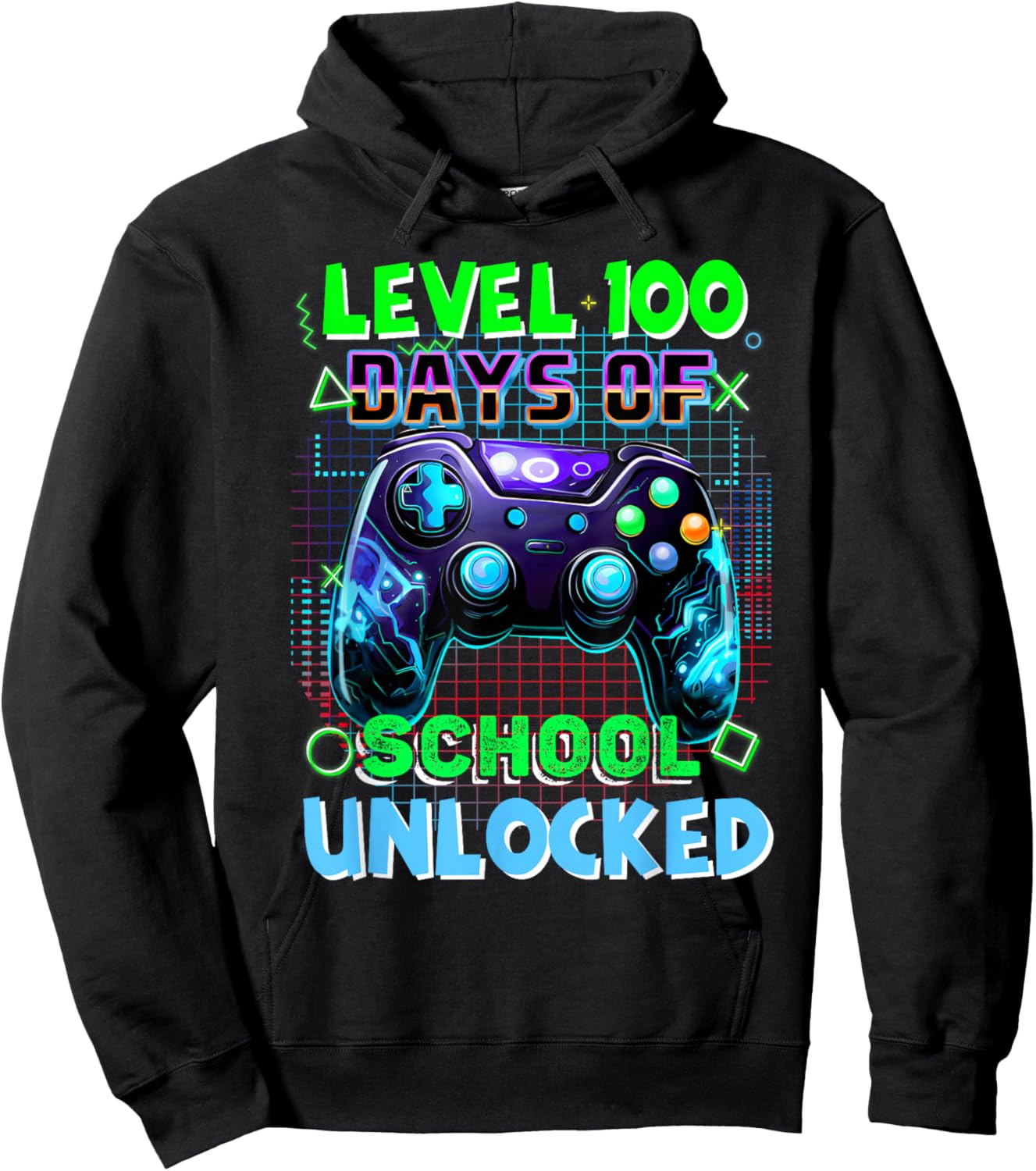 Level 100 Days of School Unlocked Funny Video Games Boy Kids Hoodie - Hoodie | Black