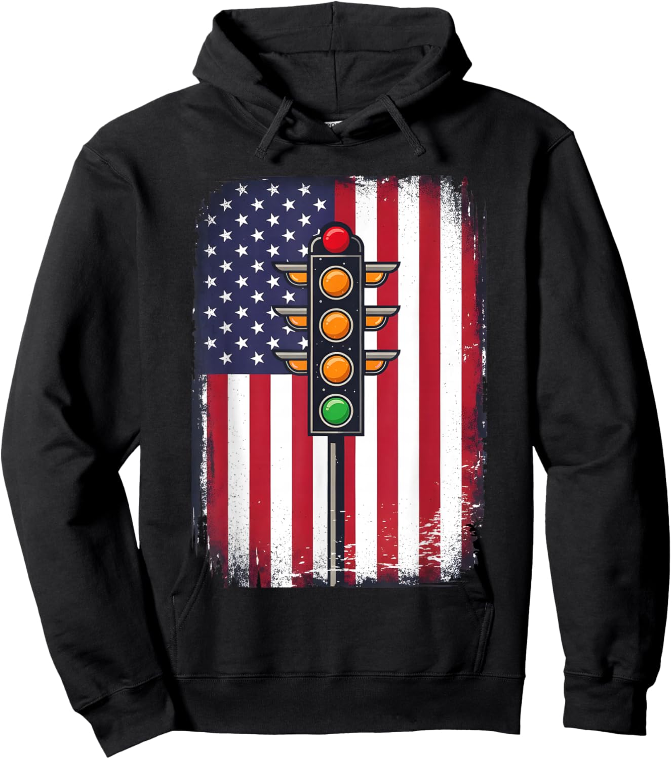 Drag Racing Retro Vintage American Flag Funny Drag Race Men Hoodie - Hoodie | Black