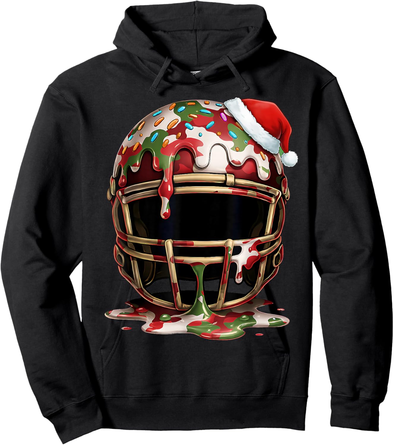 Christmas Football Drip Boys Ice Cream Drip Camo Santa Xmas Hoodie - Hoodie | Black