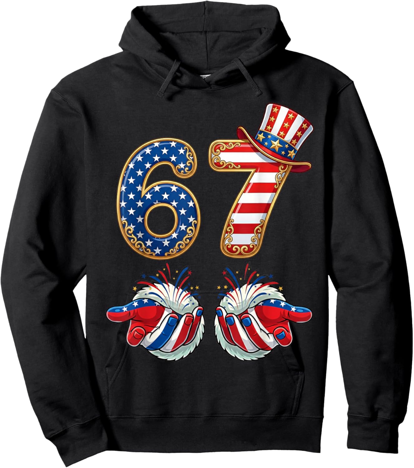 American 4th of July 67 USA Flag Women Boys Kids Girl Men Hoodie - Hoodie | Black