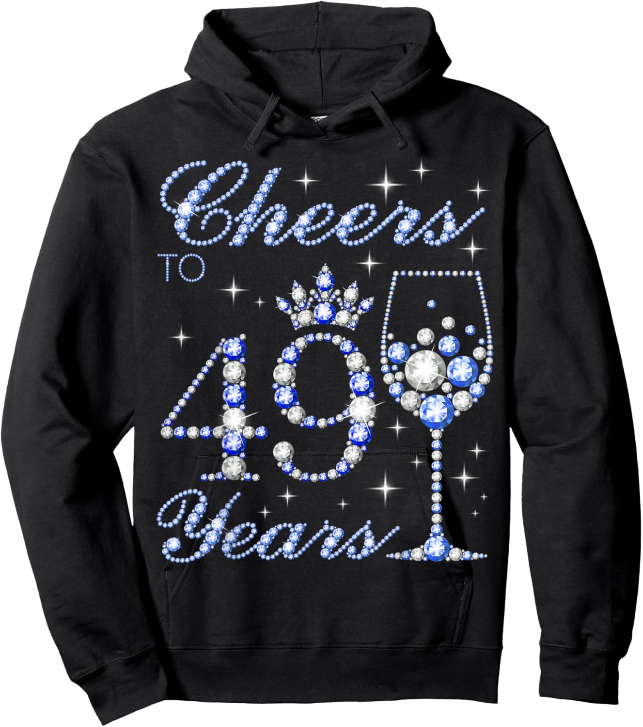 Cheers to 49 Years Old 49th Birthday Blue Style Women Hoodie - Hoodie | Black