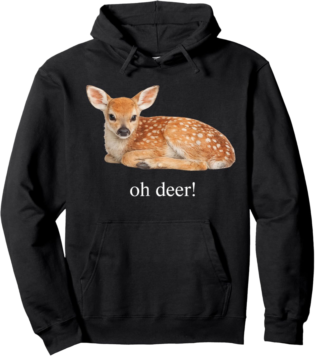 Oh Deer Cute Baby Fawn Pun Design Hoodie - Hoodie | Black