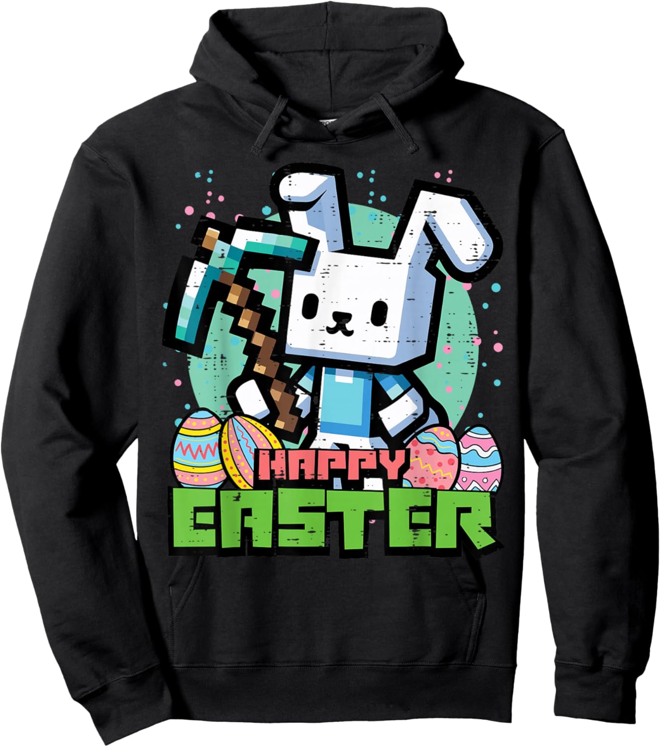 Happy Easter Bunny Pixel Game Gaming Gamer Boys Kids Men Hoodie - Hoodie | Black