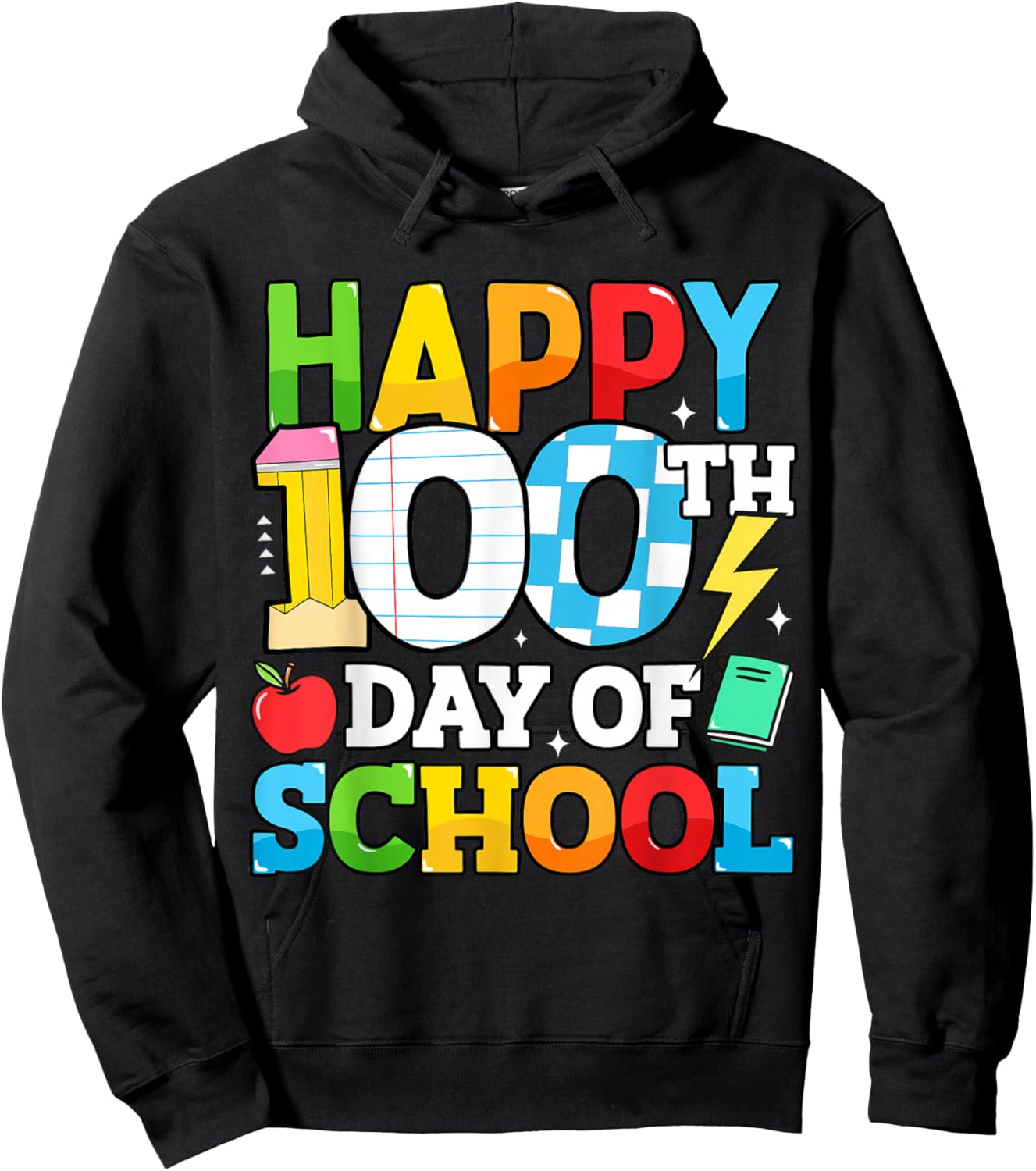Happy 100 Days of School Teacher 100th Day of School Kids Hoodie - Hoodie | Black