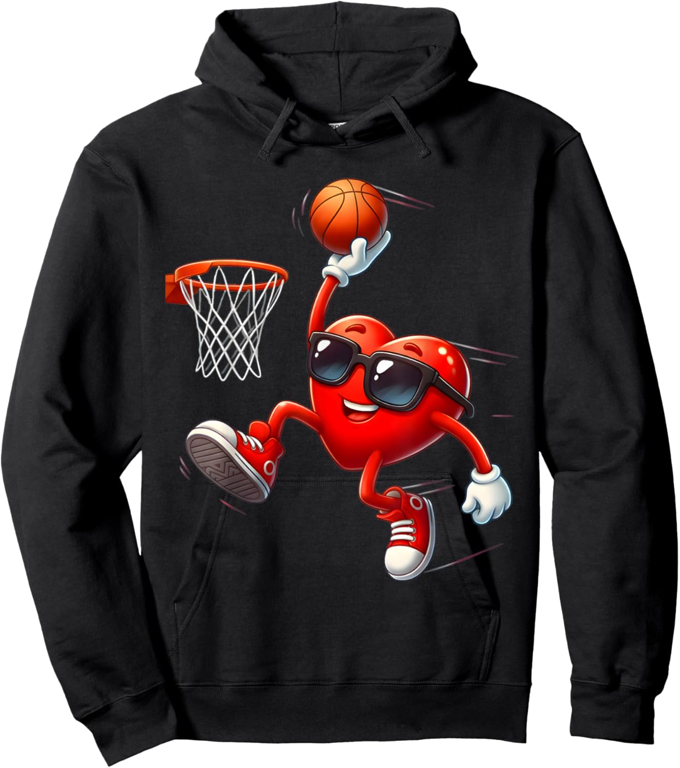 Valentines Day Basketball Dunking Sports Men Boys Kids Youth Hoodie - Hoodie | Black