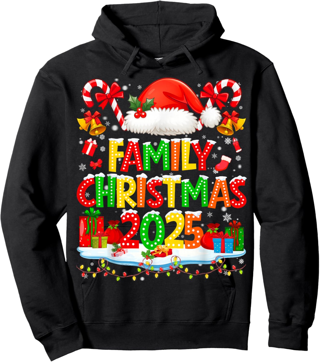 Funny Family Matching Christmas 2025 Pajamas PJs Outfit Gift Hoodie - Hoodie | Black