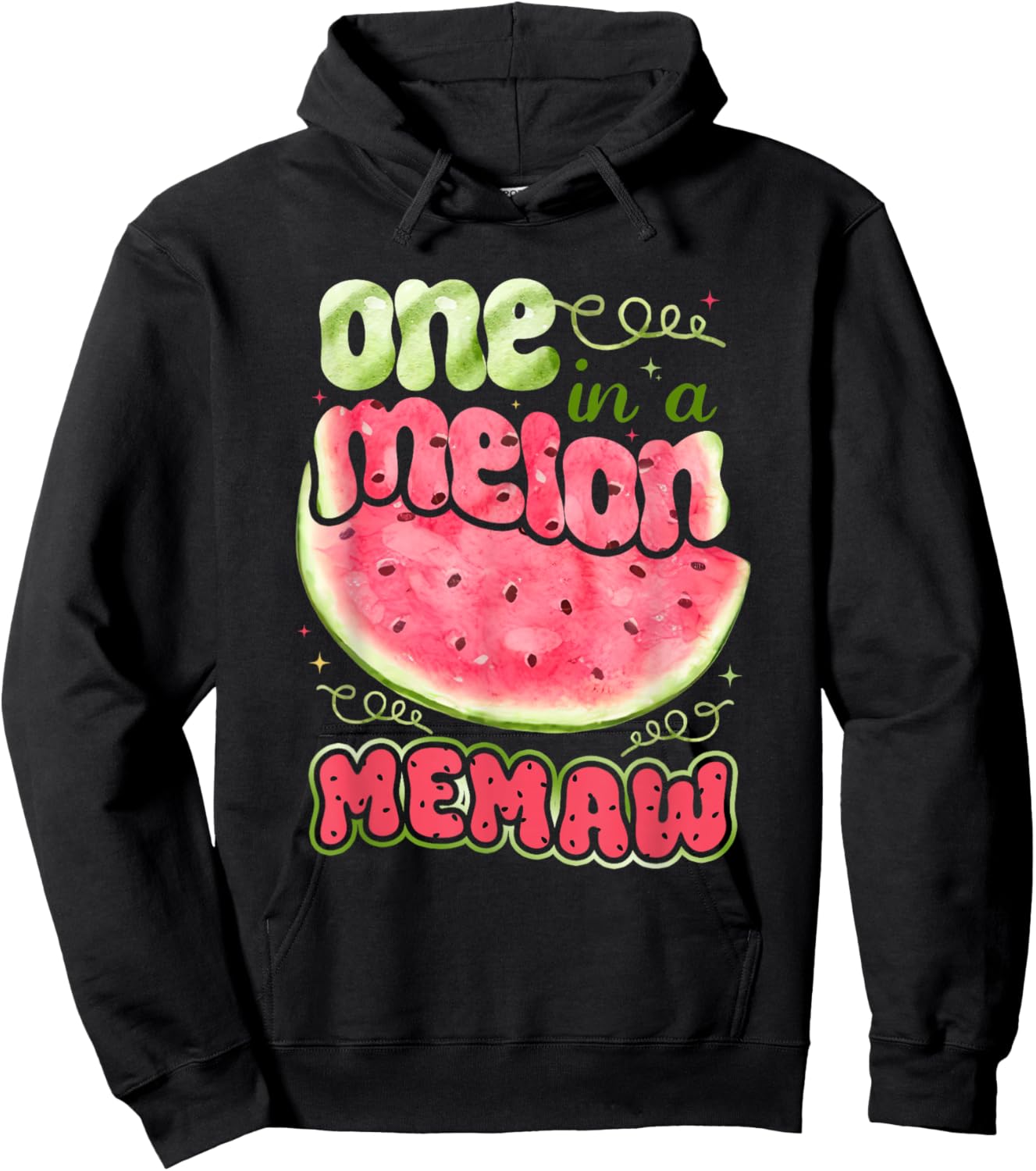 One in a Melon Memaw 1st Birthday Party Family Matching Hoodie - Hoodie | Black