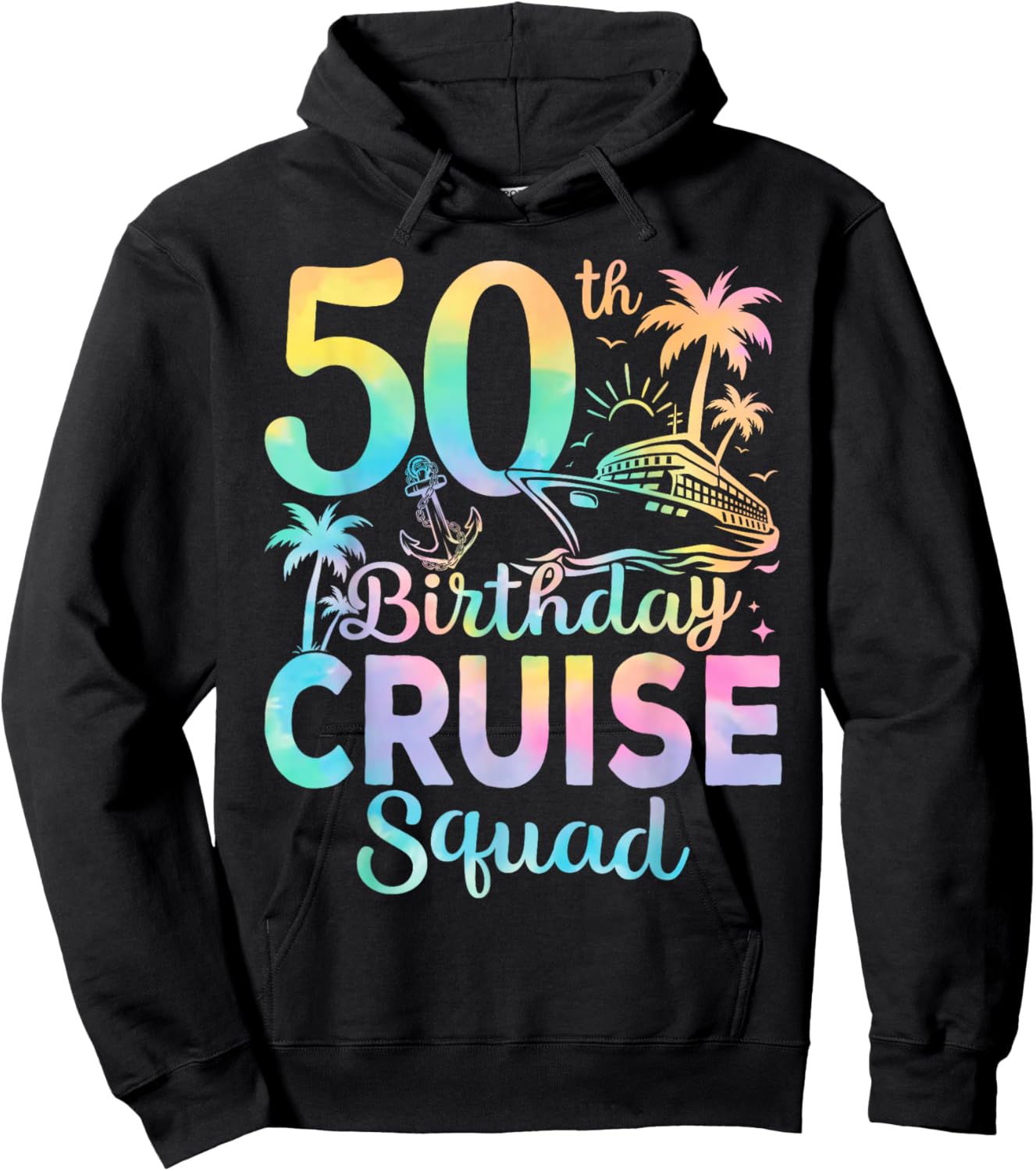 Squad Funny 50th Birthday Cruise Party Hoodie - Hoodie | Black