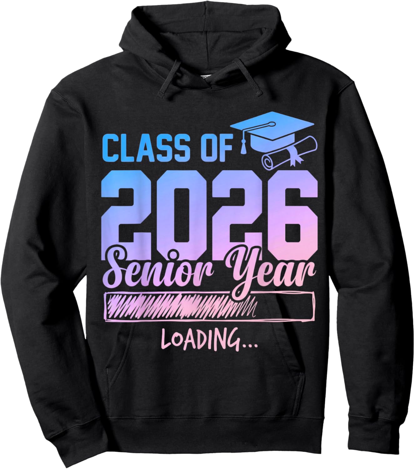 Class of 2026 Senior Year Loading Funny Senior 2026 Tie Dye Hoodie - Hoodie | Black