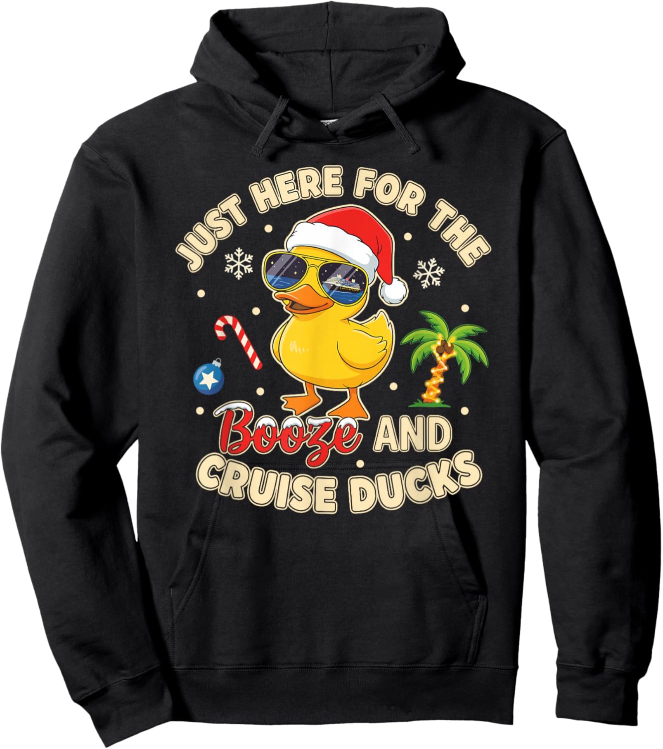 Here for Boos and Cruise Ducks Funny Christmas Duck Hoodie - Hoodie | Black