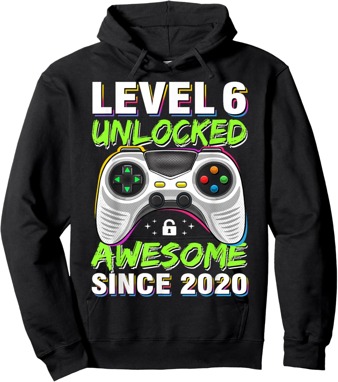 Level 6 Unlocked Awesome Since 2020 6th Birthday Gaming Boys Hoodie - Hoodie | Black