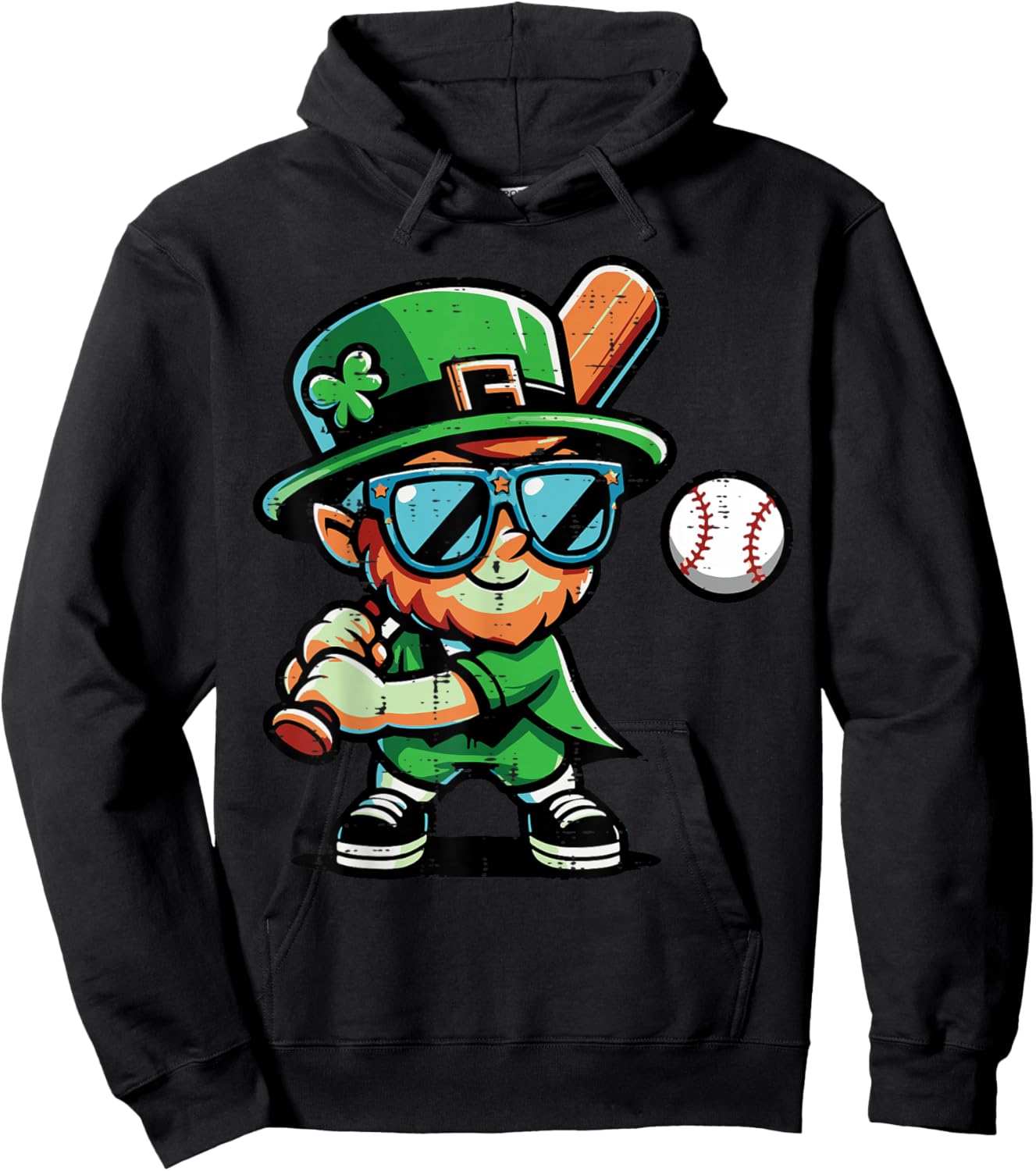 St Patricks Day Leprechaun Baseball Saint Paddys Boys Men Hoodie - Hoodie | Black