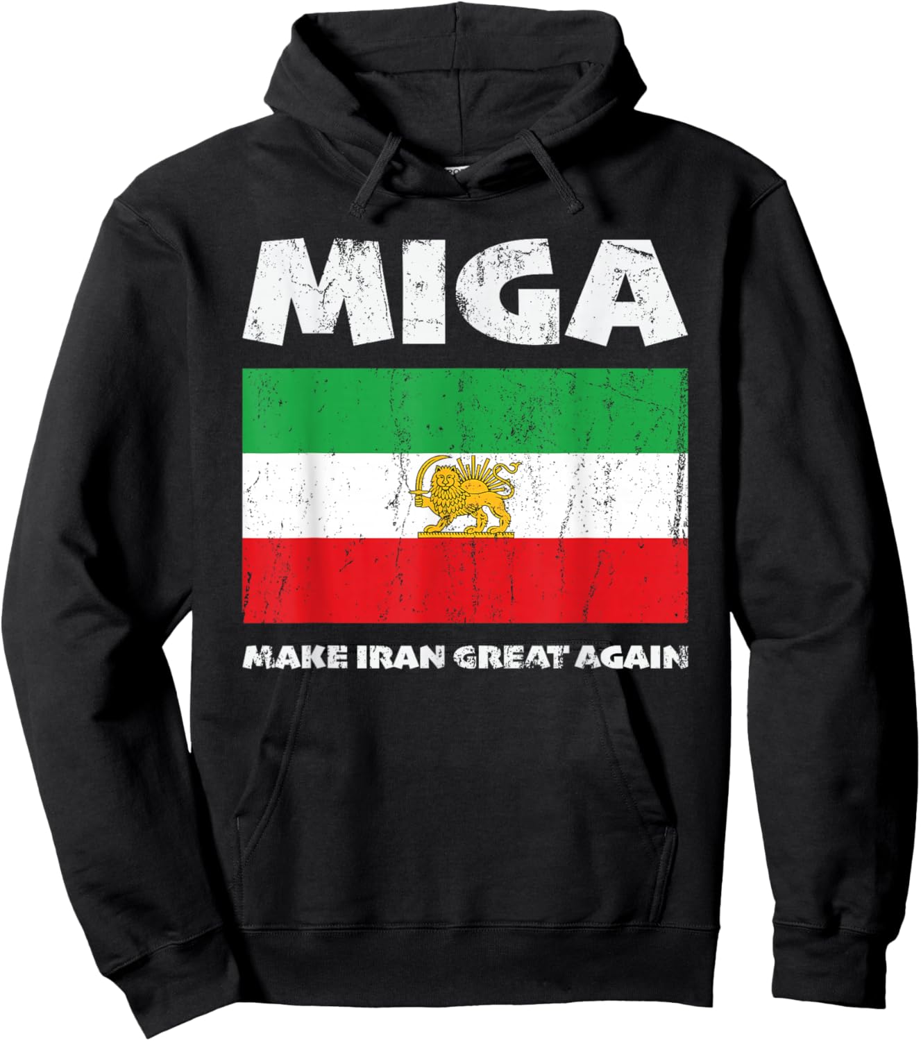 MIGA Make Iran Great Again Iran Flag Lion Men Women Kids Hoodie - Hoodie | Black