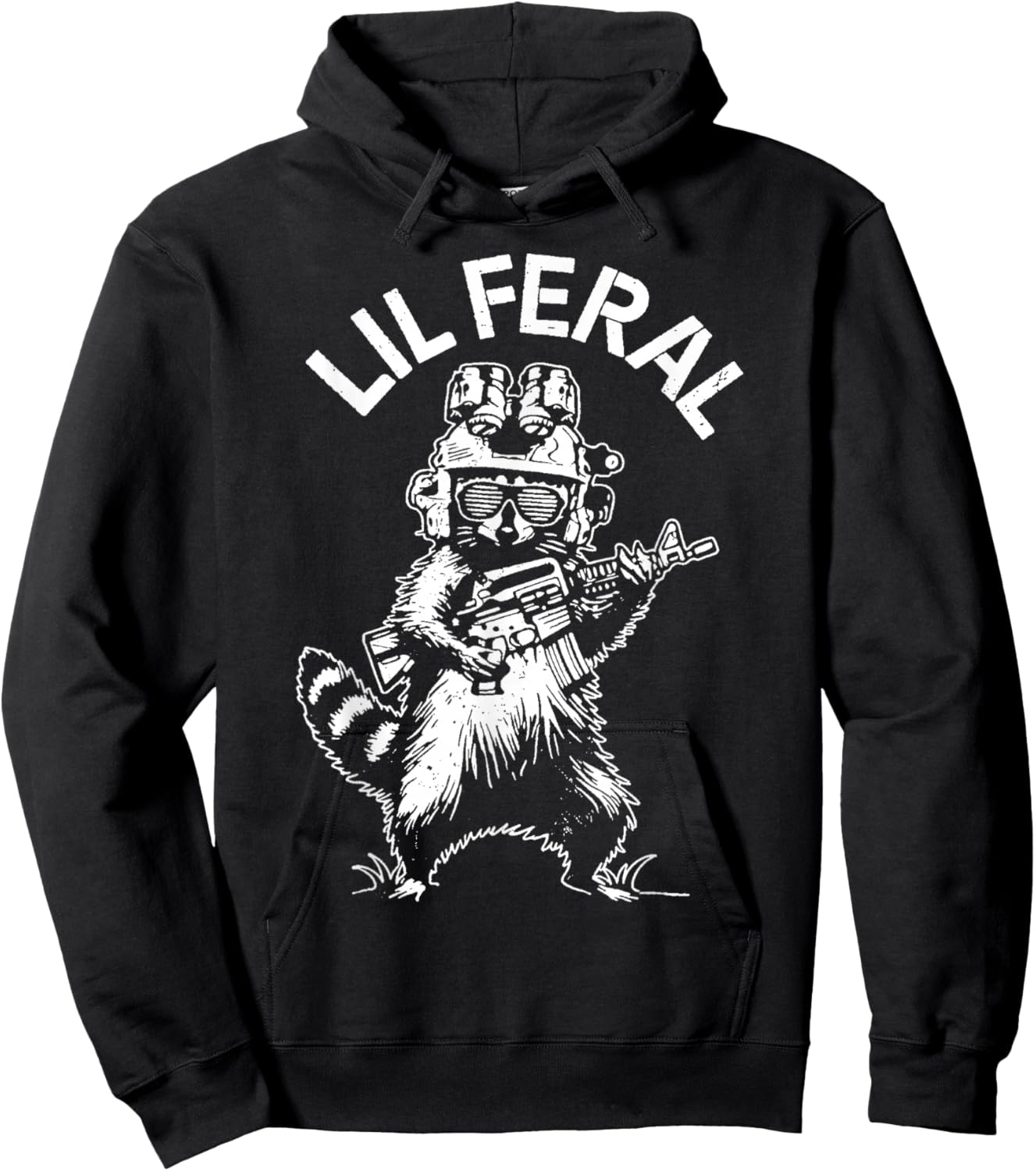 Lil Feral Funny Tactical Raccoon Military Law Enforcement Hoodie - Hoodie | Black
