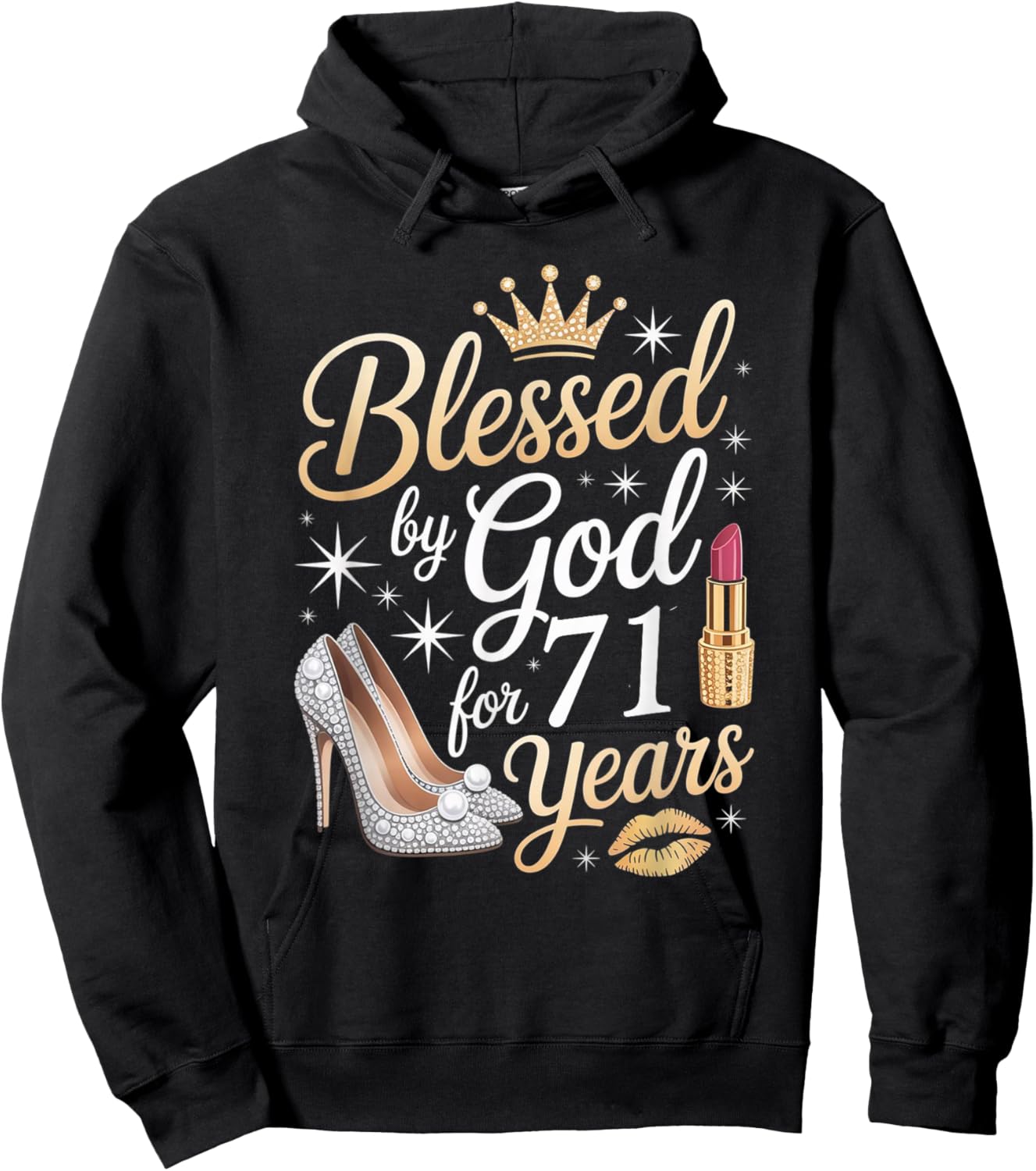 Blessed by God for 71 Years Happy 71st Birthday Hoodie - Hoodie | Black