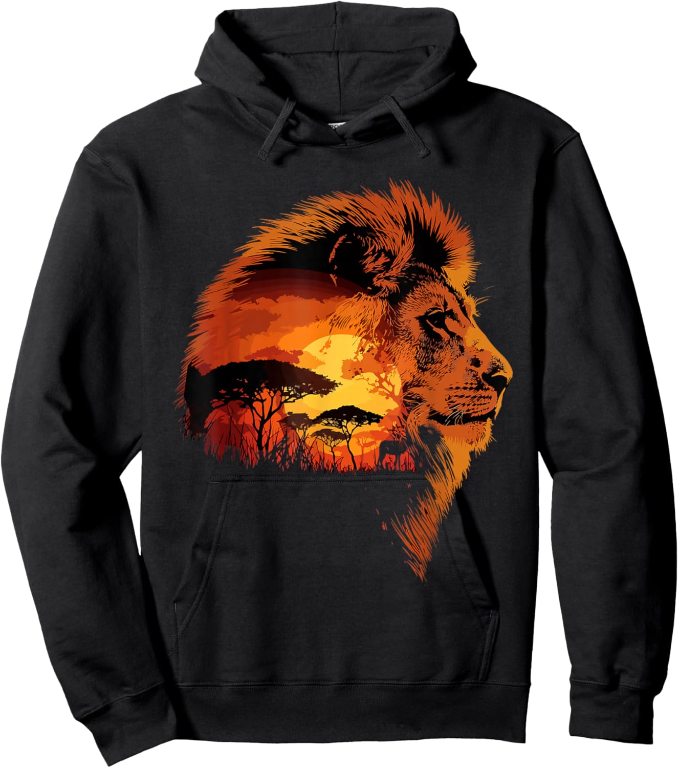Africa Nature & Safari Savannah Landscape Lion Hoodie - Hoodie | Black