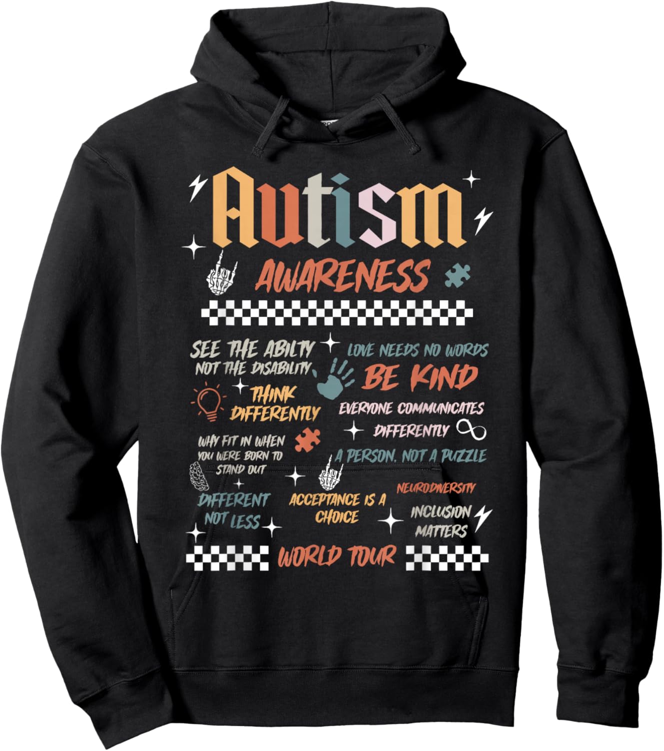 Autism Awareness World Tour Be Kind Acceptance is A Choice Hoodie - Hoodie | Black