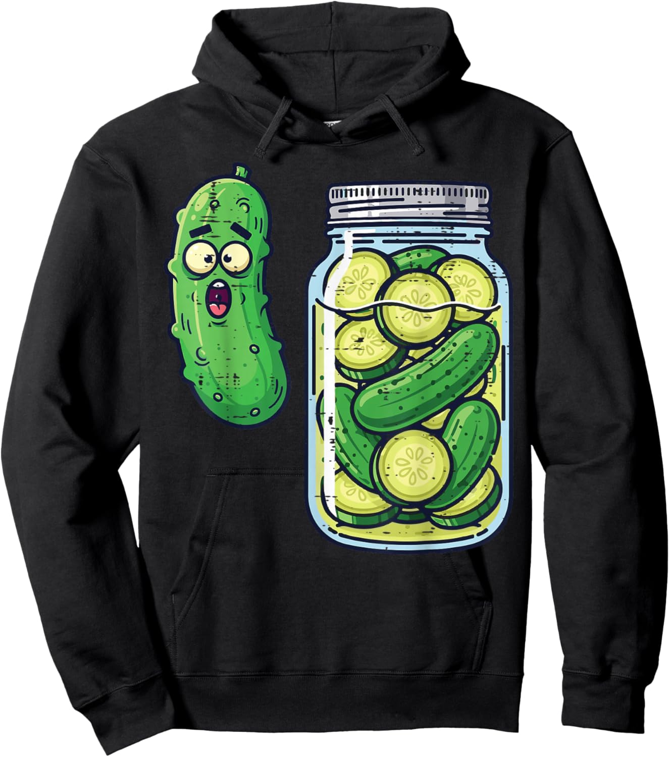 Shocked Pickle Jar Funny Meme Food Humor Men Women Kids Hoodie - Hoodie | Black