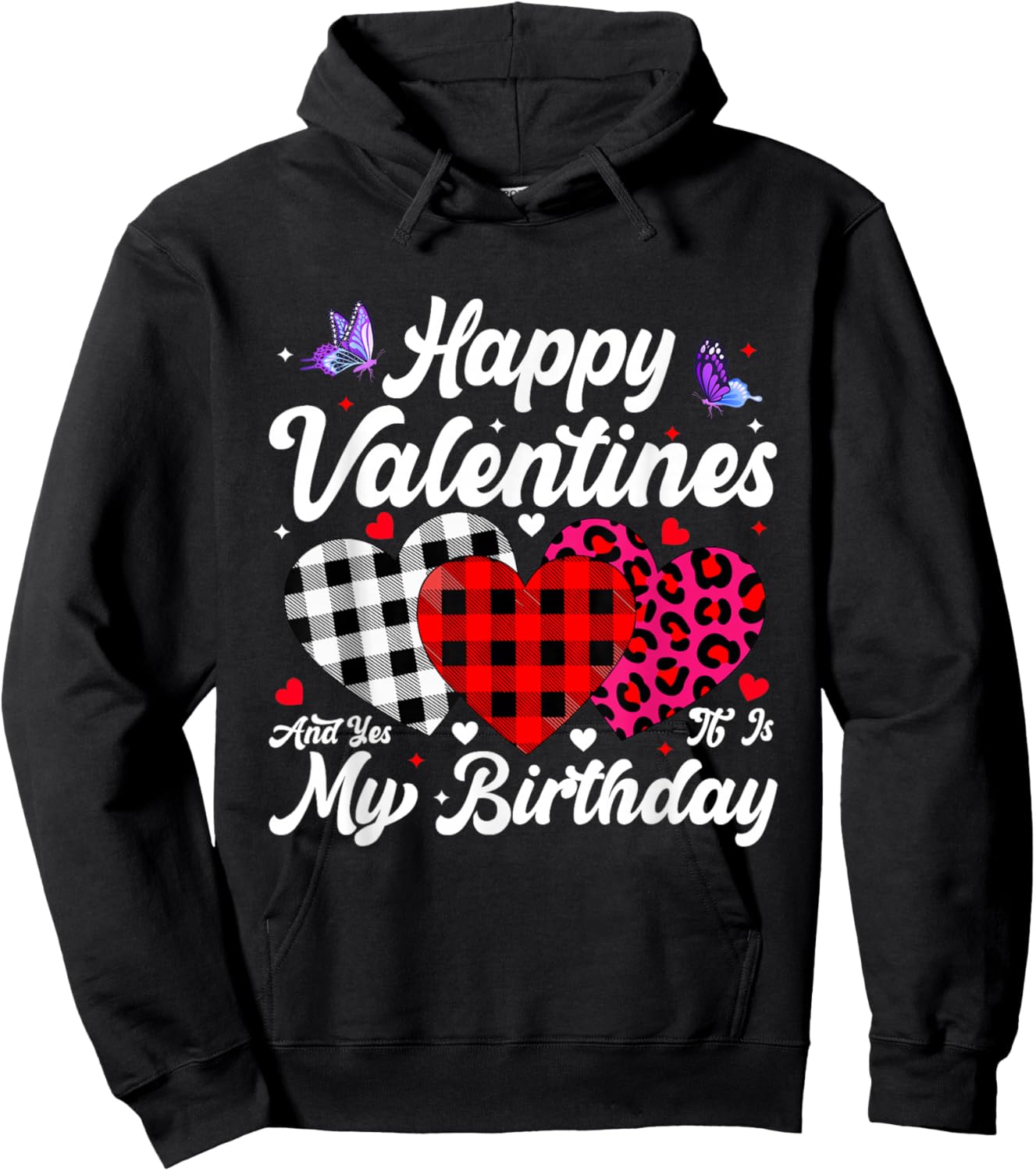 Happy Valentines Funny Heart Birthday Bday Men Women Kids Hoodie - Hoodie | Black