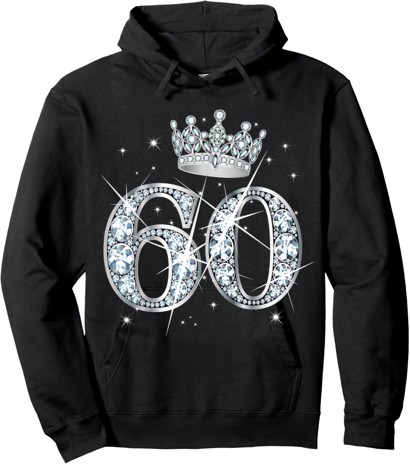 60th Birthday Queen Women Girls 60 Years Old Diamond Crown Hoodie - Hoodie | Black