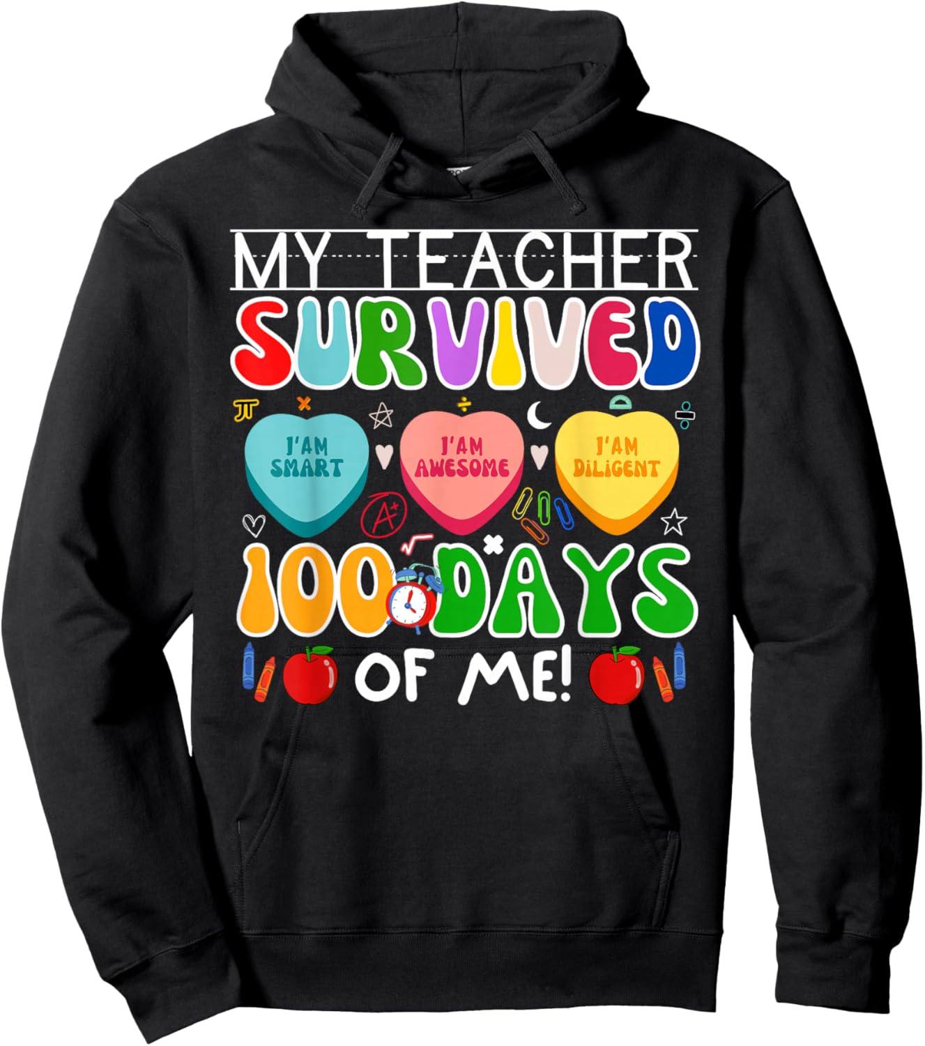 My Teacher Survived 100 Days of Me 100th Day of School Kids Hoodie - Hoodie | Black
