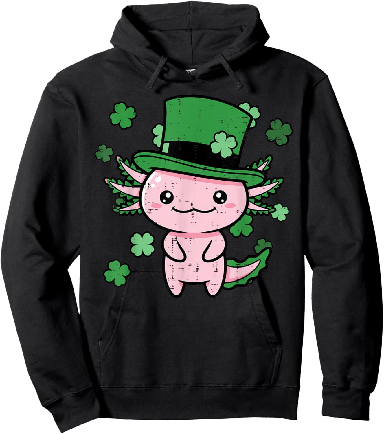 St Patricks Day Axolotl Top Hat Saint Paddys Kids Women Men Hoodie - Hoodie | Black