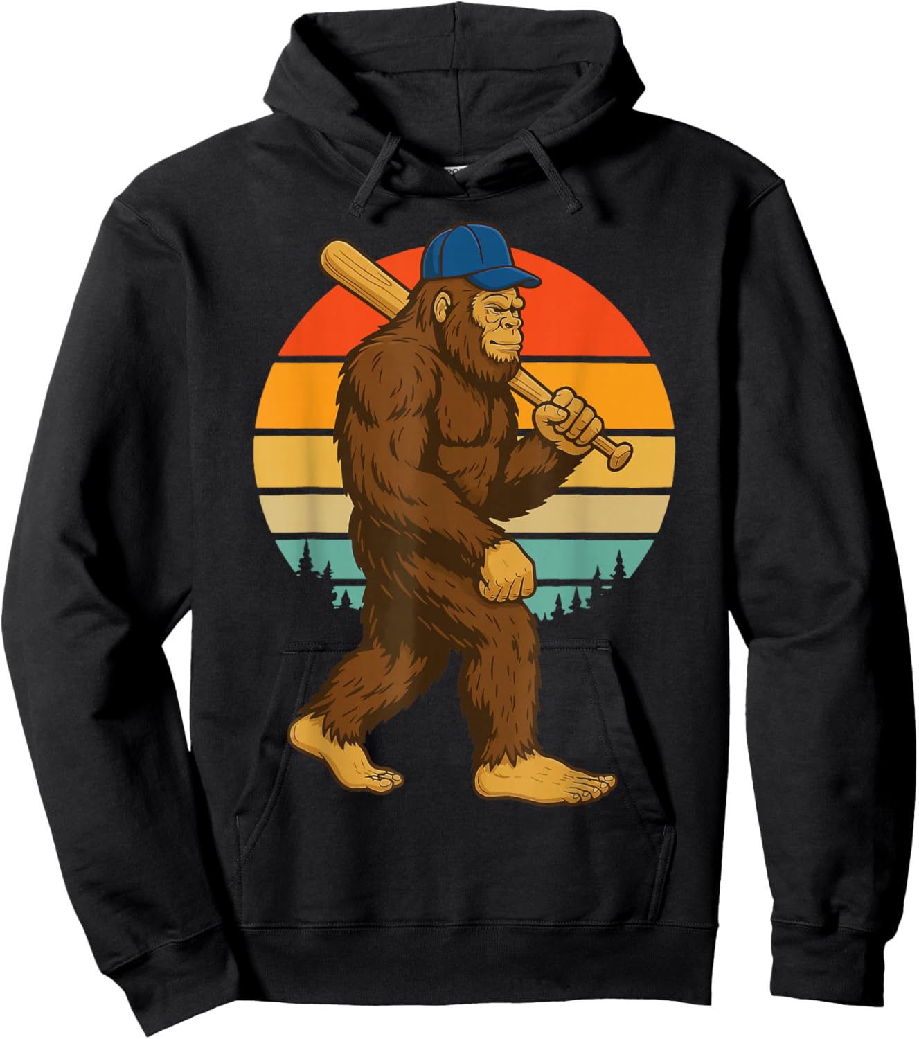 Bigfoot Baseball Retro Hoodie - Hoodie | Black