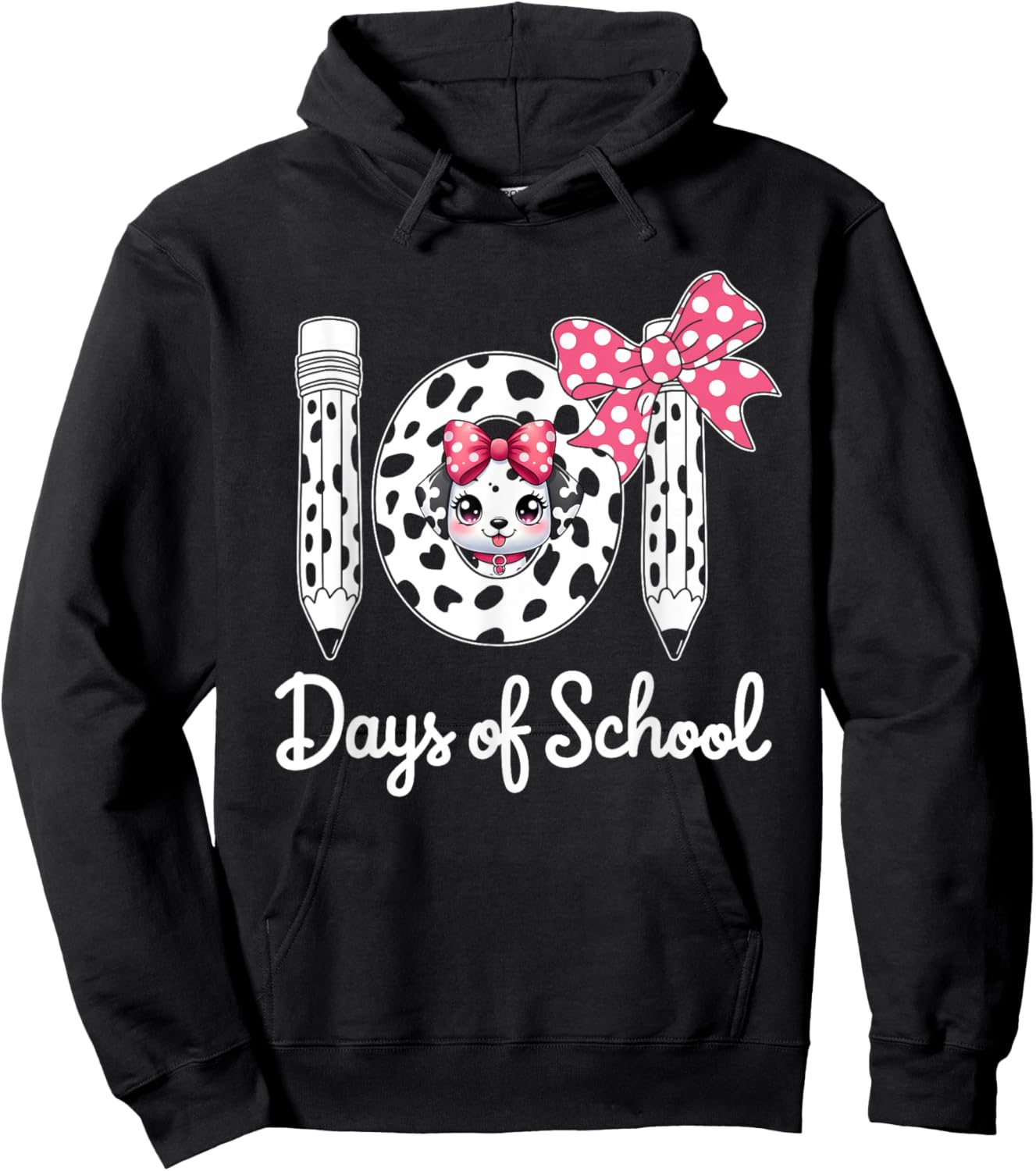 Happy 101 Days School Cute Dog 100 Days Smarter Student Kids Hoodie - Hoodie | Black