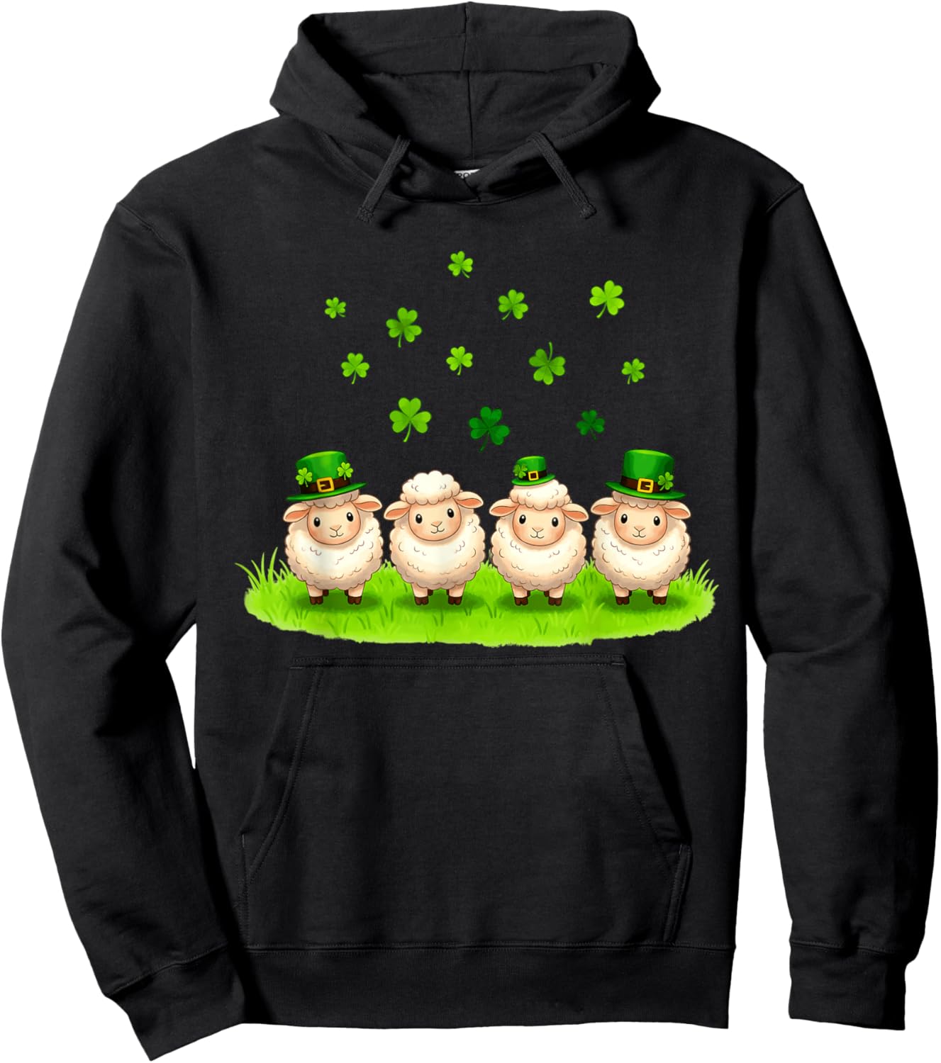 Funny Sheeps Leprechaun Shamrocks St Patrick's Day Kids Boys Hoodie - Hoodie | Black