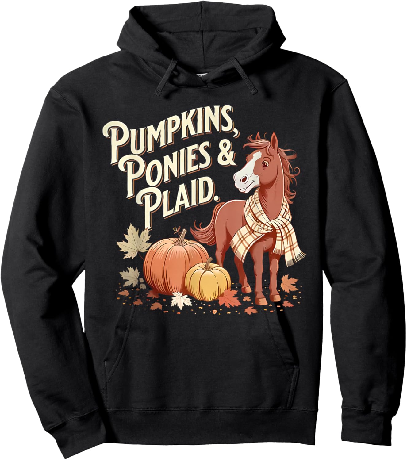 Pumpkins Ponies & Plaid Hoodie - Hoodie | Black