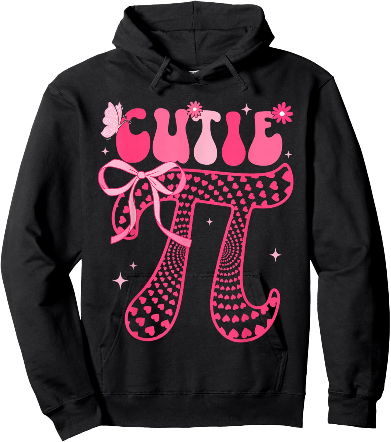 Pink Coquette Bow Cutie Pi Day Math March 14 Teacher Girl Hoodie - Hoodie | Black