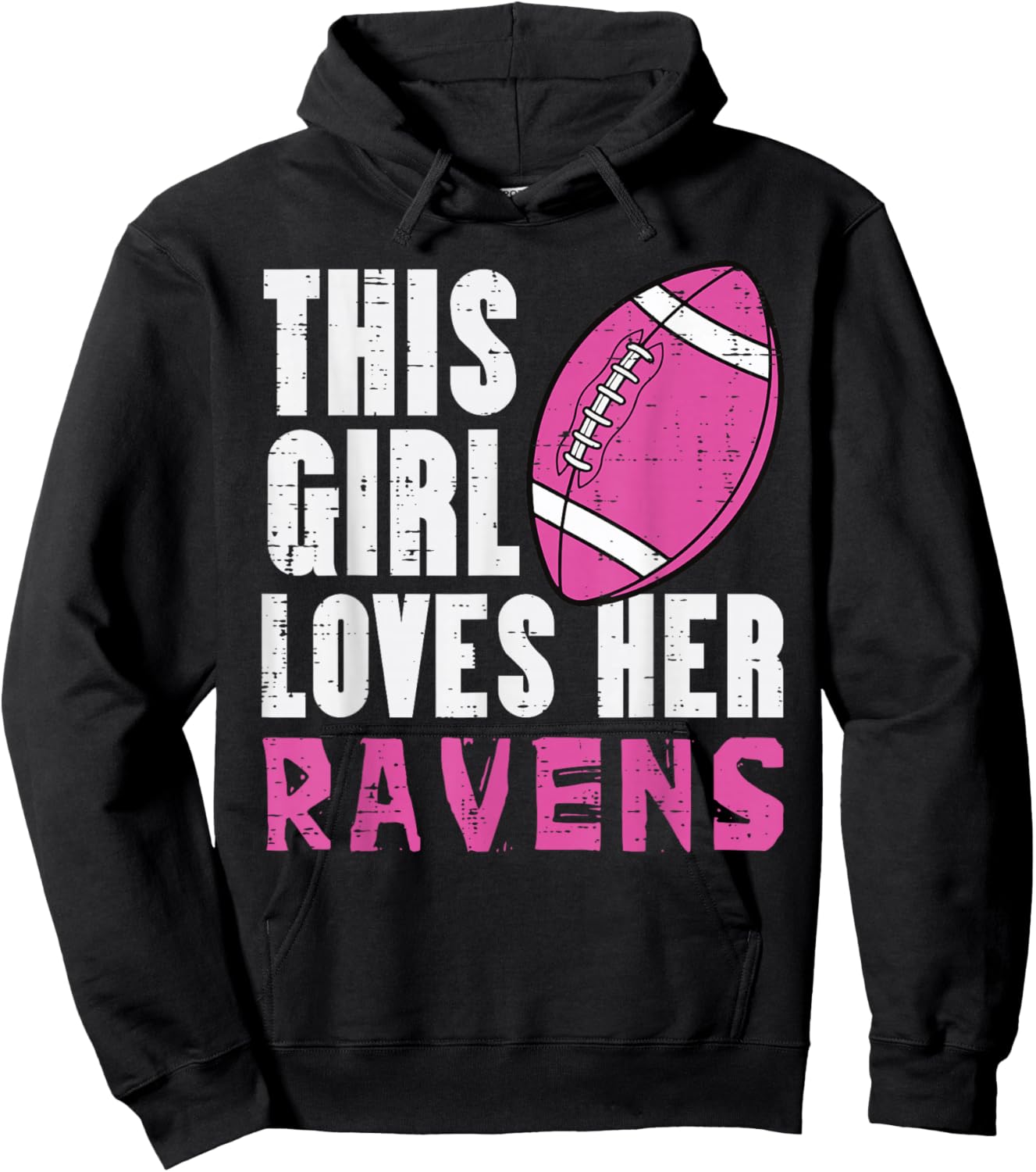 This Girl Loves Her Raven Women Kids Girls Youth Teen Hoodie - Hoodie | Black