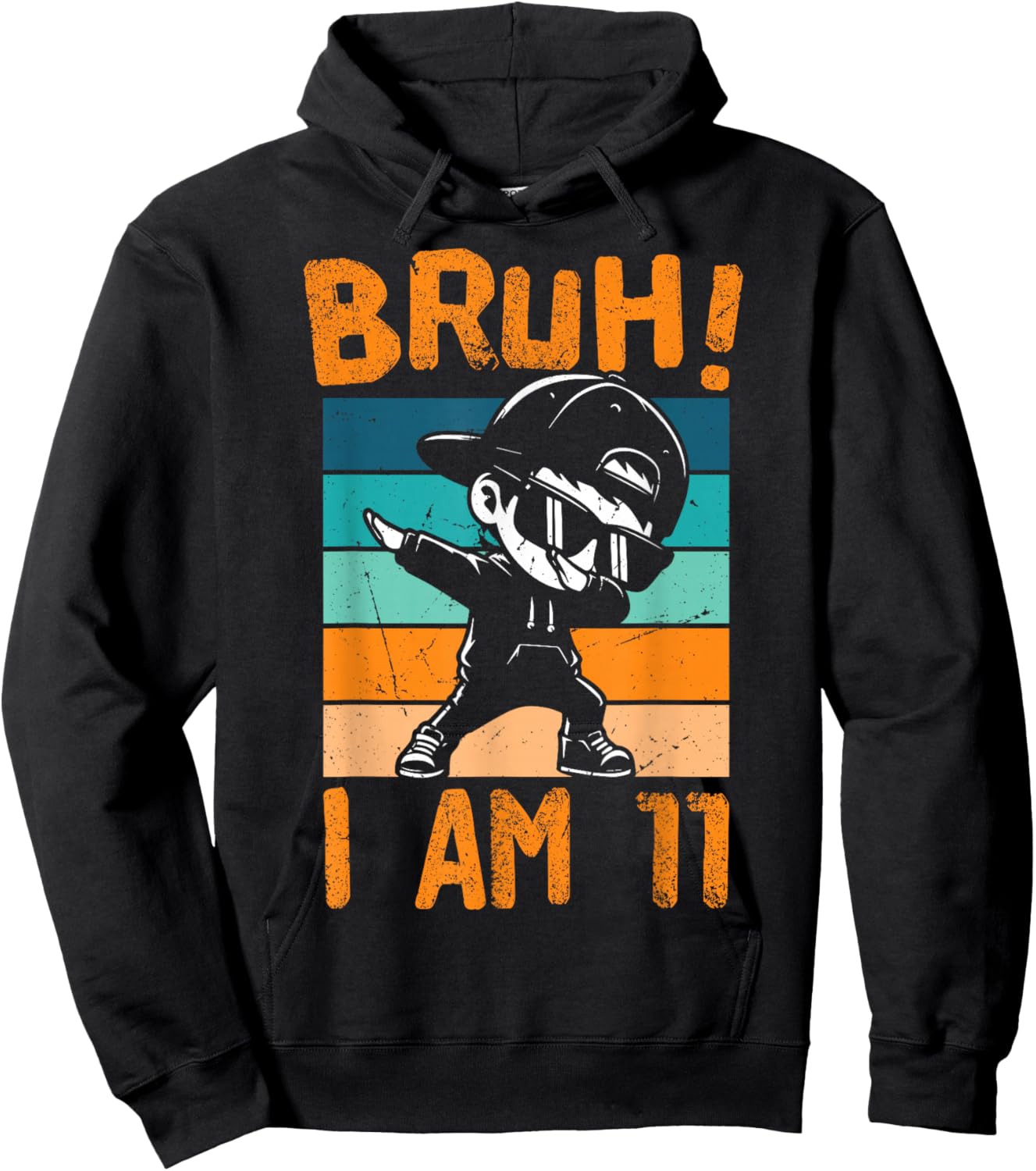 Bruh I Am 11 Year Old Dabbing Boy 11th Birthday Decorations Hoodie - Hoodie | Black