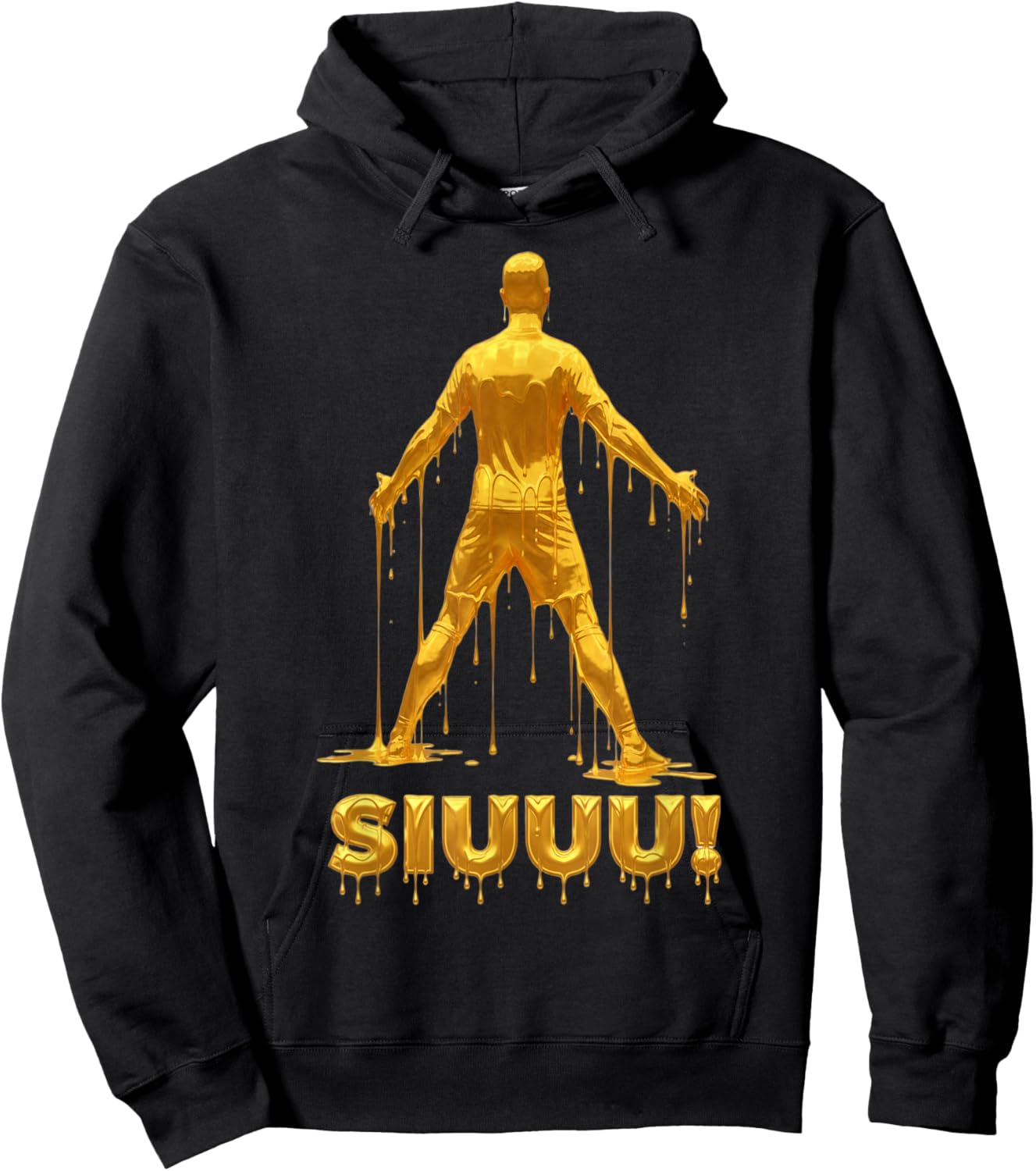 Siuu Funny Soccer Football Kids Boys Gold-Drip Soccer Player Hoodie - Hoodie | Black