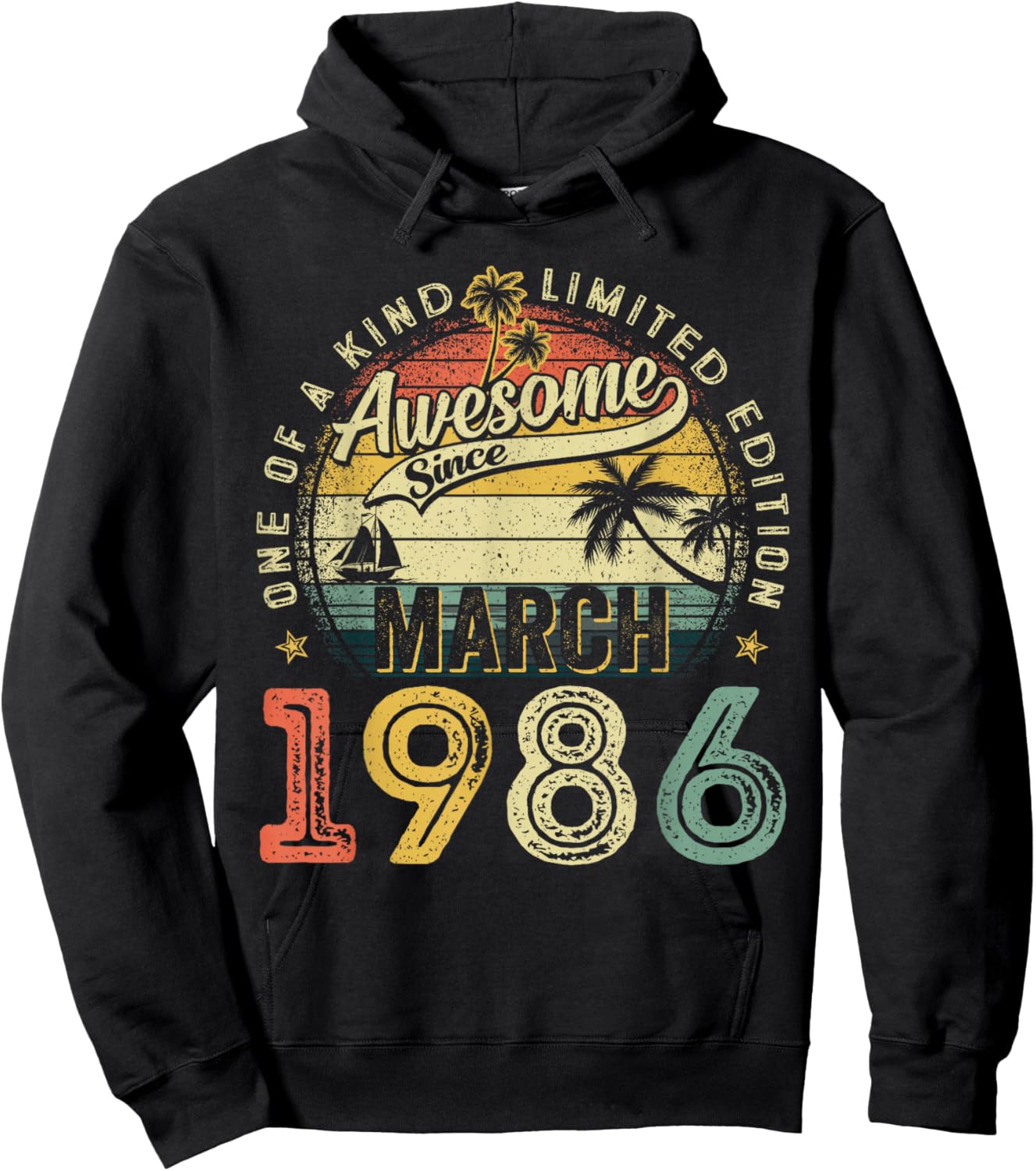 40 Year Old Awesome March 1986 Vintage 40th Birthday Men Him Hoodie - Hoodie | Black