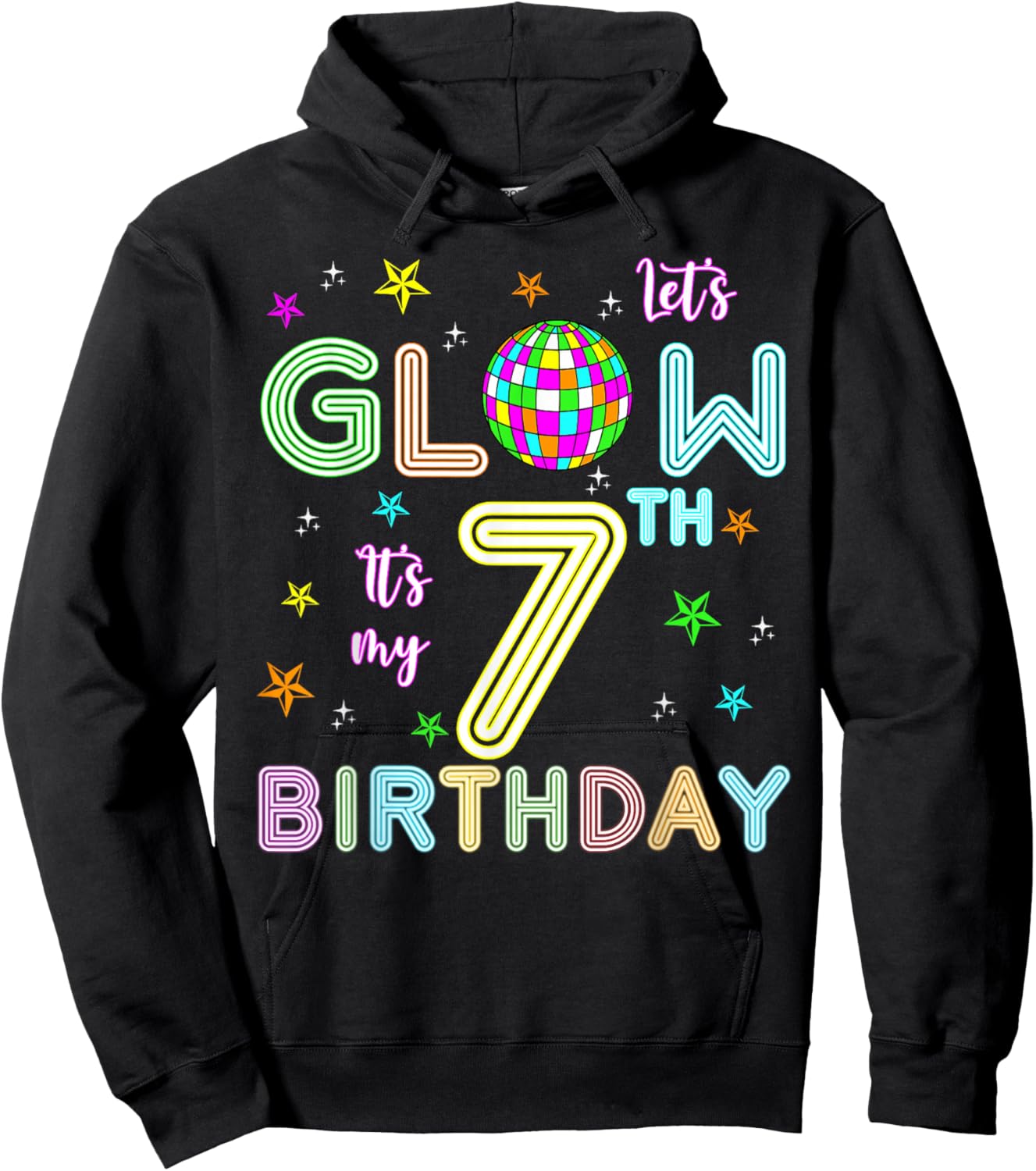 It's My 7th Birthday Glowing 80s 7 Year Old Hoodie - Hoodie | Black