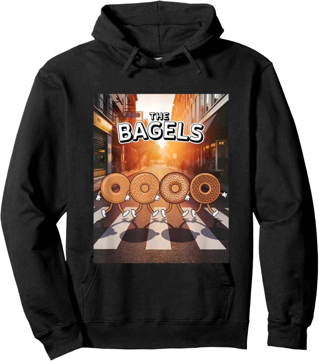 The Bagels Funny Bagel Parody Breakfast Food Cartoon Hoodie - Hoodie | Black