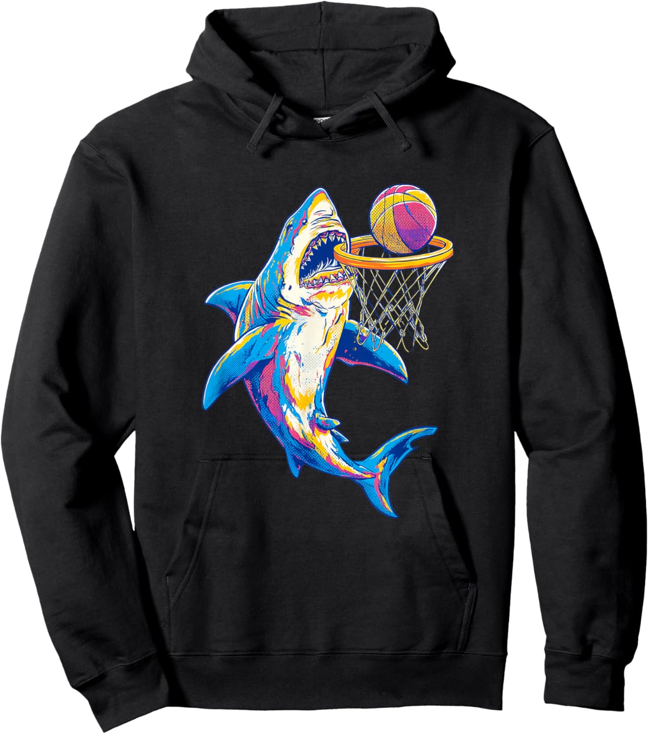Colorful Basketball Player Shark Costume Hoodie - Hoodie | Black