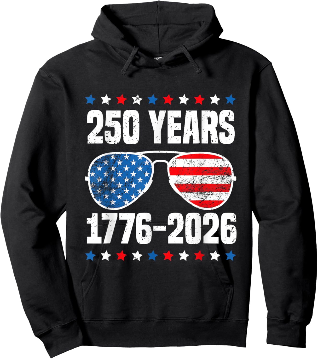 250 Years American Flag 1776-2026 250th Birthday 4th of July Hoodie - Hoodie | Black