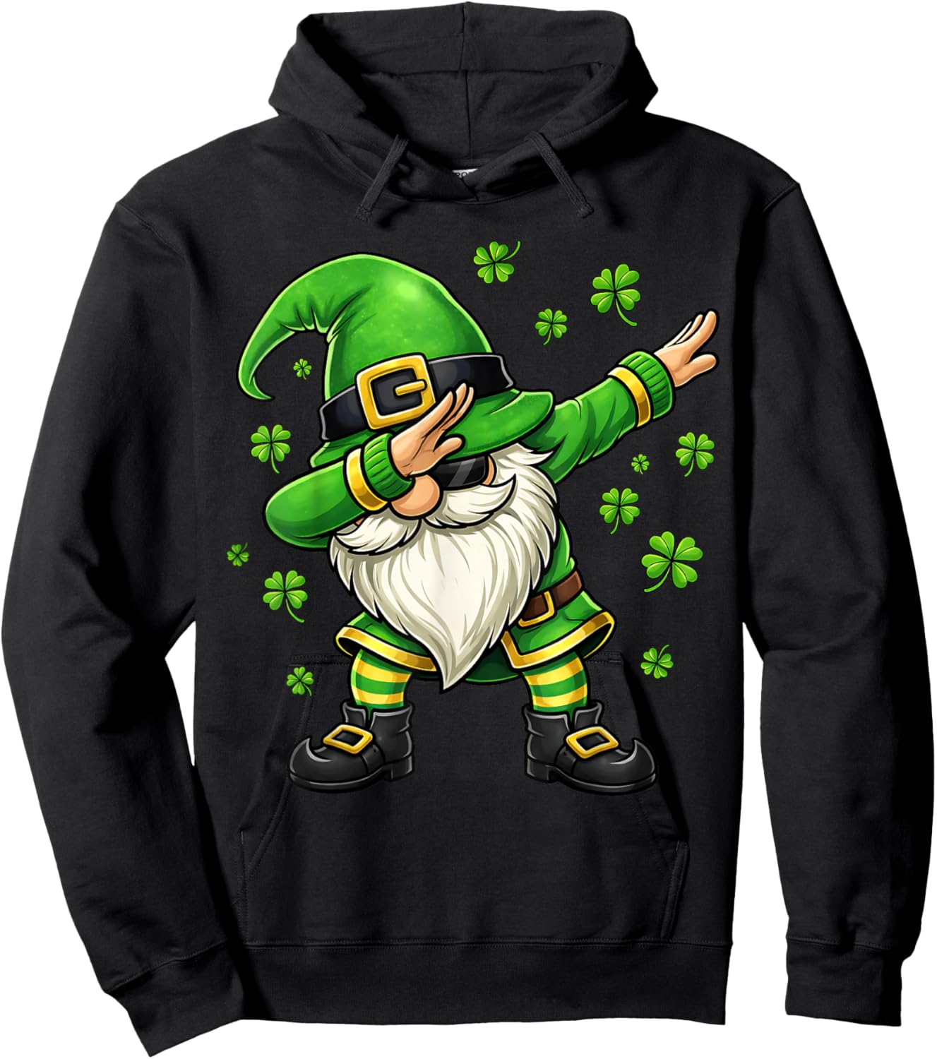 Dabbing Gnome Shamrock St Patricks Day Gnome Men Women Kids Hoodie - Hoodie | Black