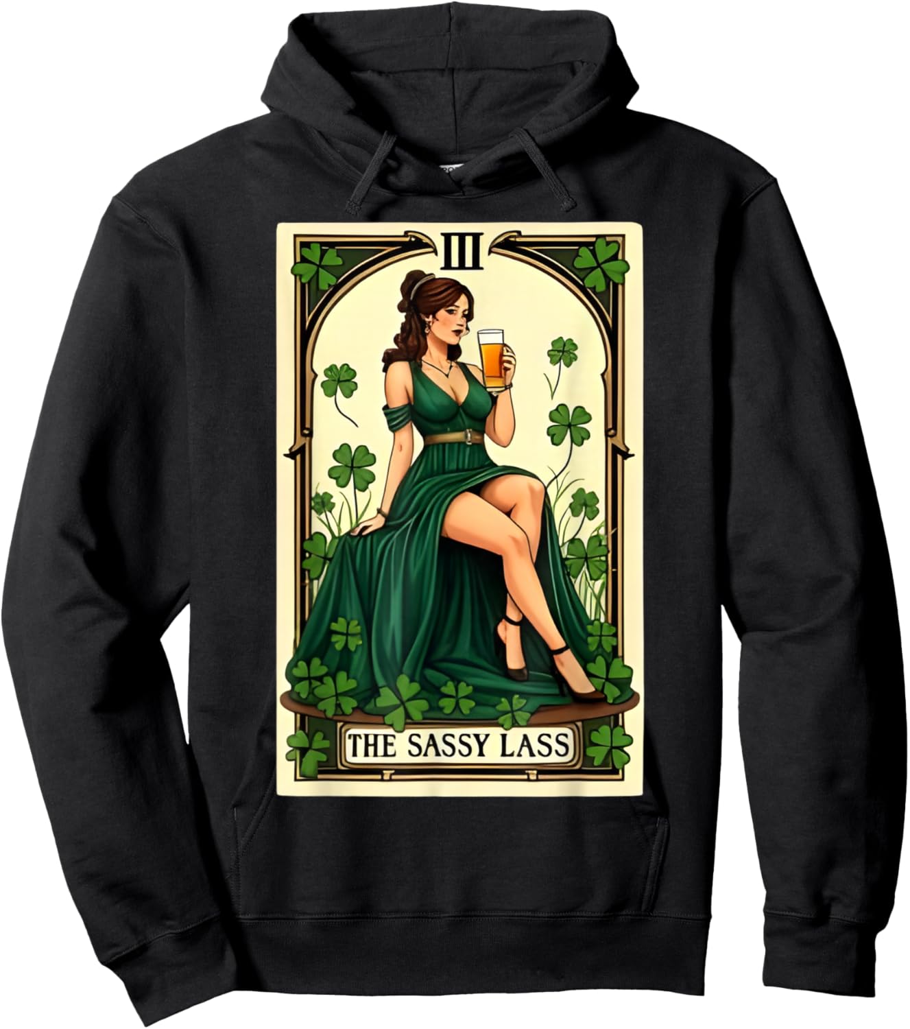 The Sassy Lass St Patrick’s Day Irish Tarot Card Hoodie - Hoodie | Black