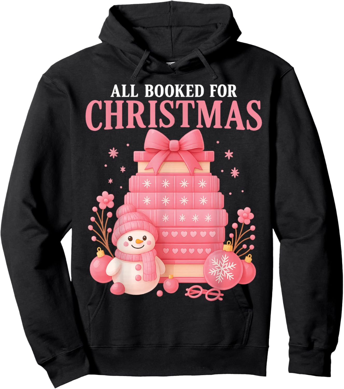 All Booked for Christmas Bookish Librarian Teacher Hoodie - Hoodie | Black