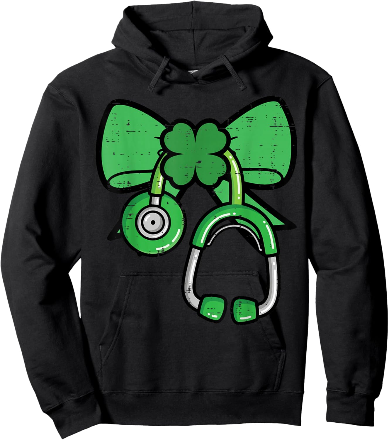 St Patricks Day Nurse Stethoscope Saint Pattys Scrub Women Hoodie - Hoodie | Black