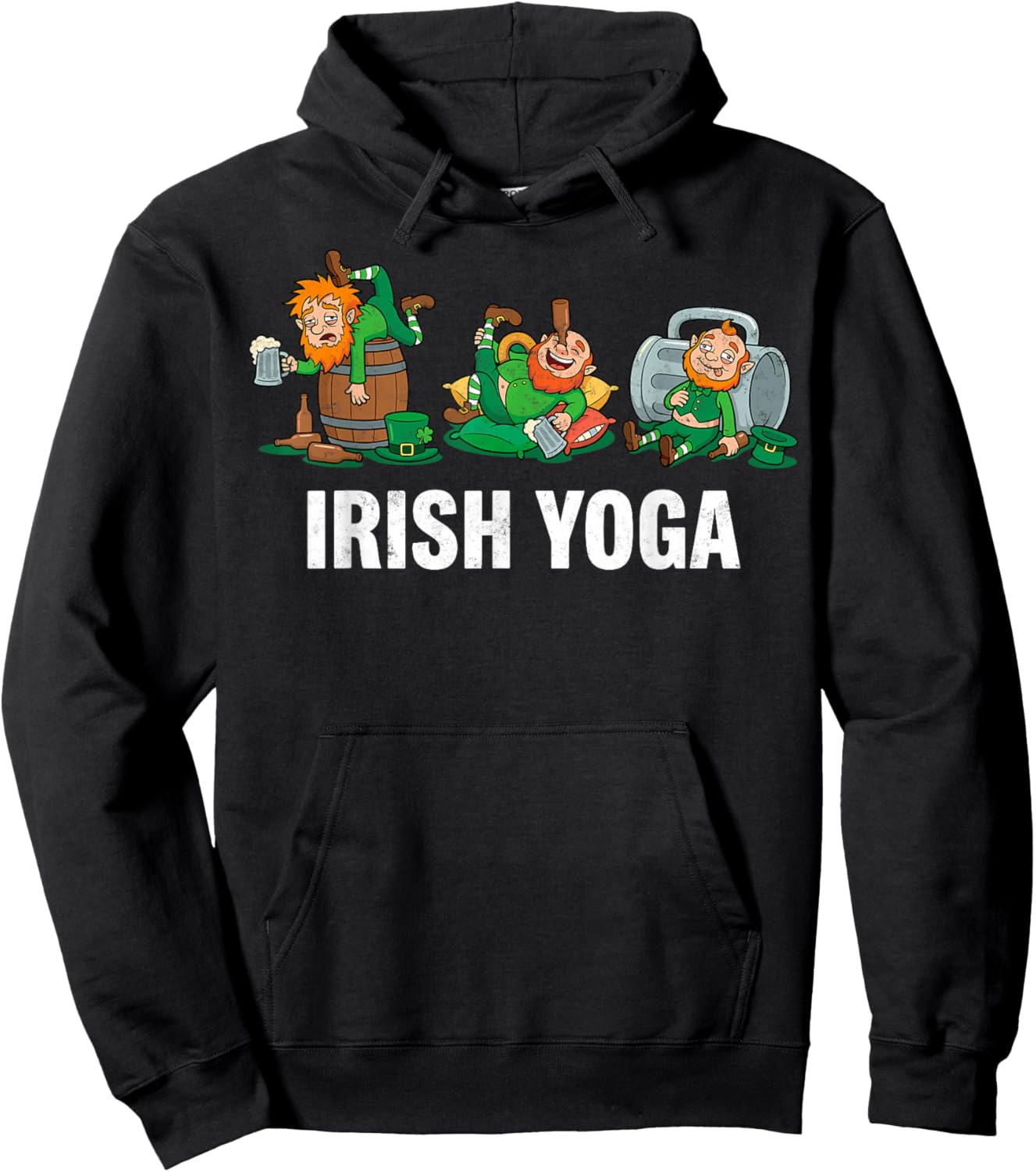 Funny St.Patrick’s Day Irish Yoga Drunk Leprechauns Drinking Hoodie - Hoodie | Black