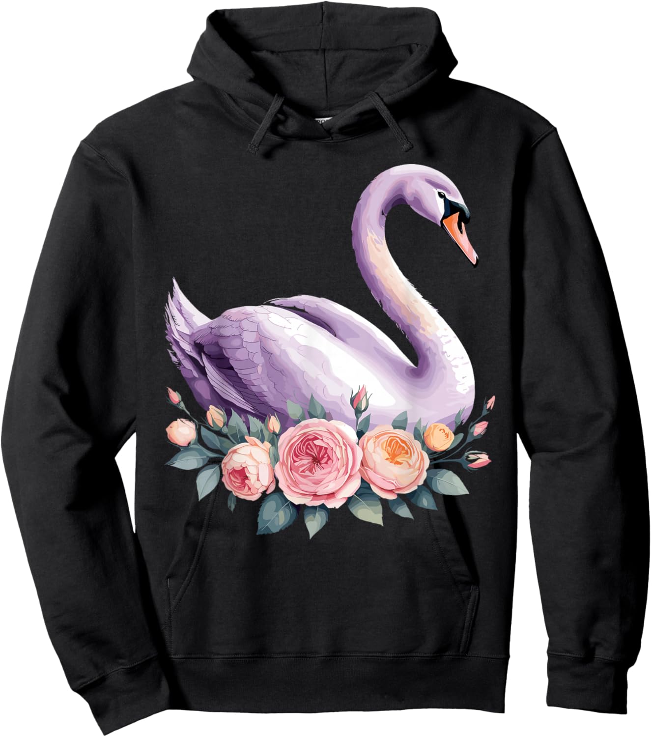 Cute Swan Art Girls Animal Waterfowl Swan Lover Hoodie - Hoodie | Black