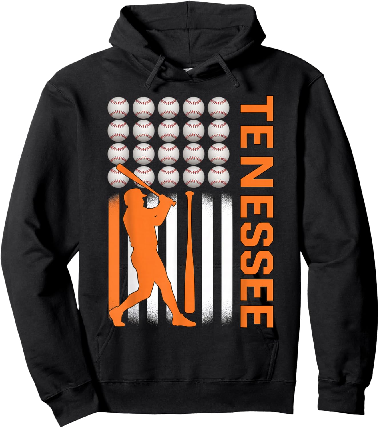 US States - Tennessee Baseball Vintage Varsity Design Hoodie - Hoodie | Black