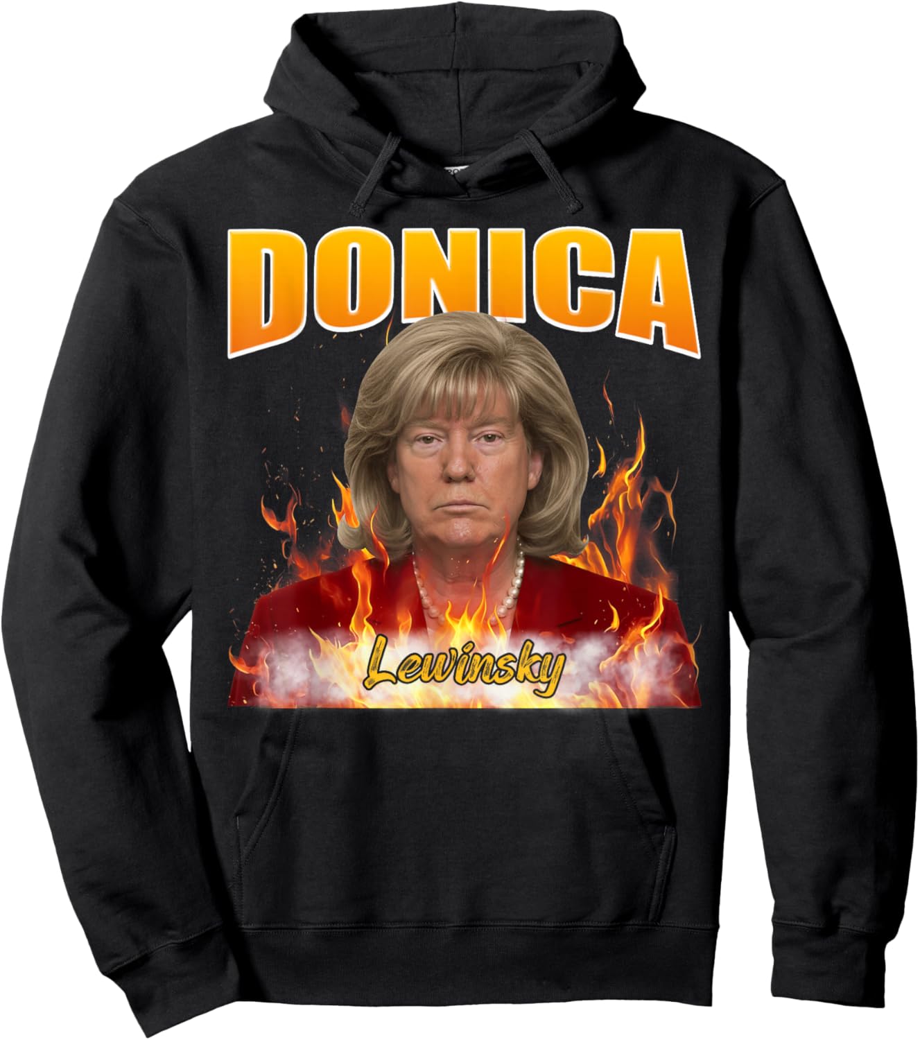 Funny Meme Donica Lewinsky Shirt Satirical Portrait Parody Hoodie - Hoodie | Black
