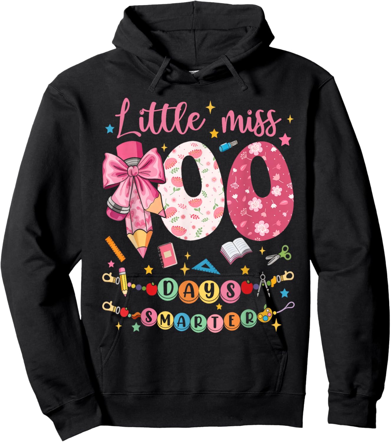 Kids Girls 100th Day of School Hoodie - Hoodie | Black