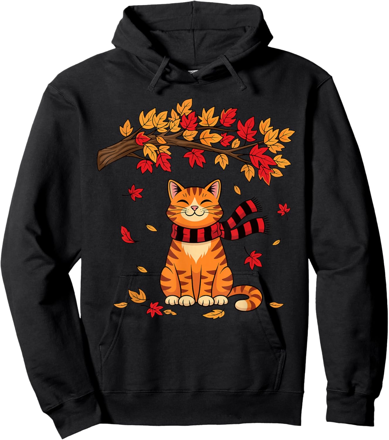 Cute Cat Leaf Fall Autumn Cat Thanksgiving It’s Fall Y’All Hoodie - Hoodie | Black